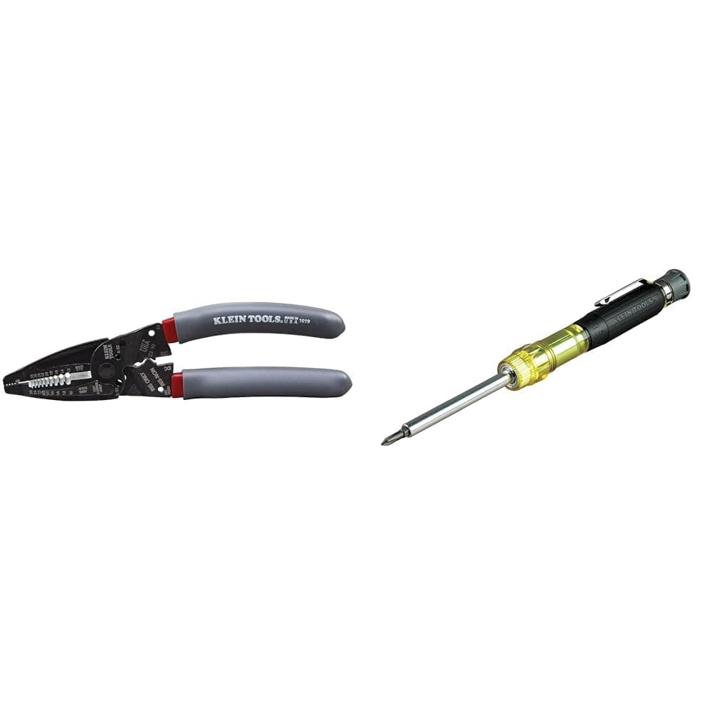 Klein Tools 1019 Wire Stripper/Crimper/Cutter and 32614 4-in-1 Precision Electronics Screwdriver Set