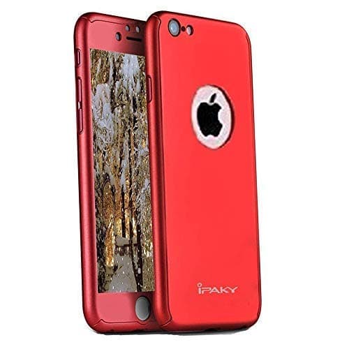 CEDO 360 Degree Full Body Protection Front & Back Case Cover (iPaky Style) with Tempered Glass for Apple iPhone 6 Plus / 6s Plus + (Red)