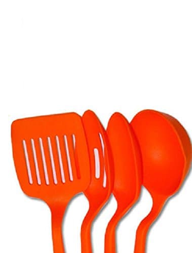 Kitchen Spatula Cooking Bakeware Tool Nylon Slotted Spatula Turner Spoons Utensils Set Kitchenware 11inch Long 1 Set of 4 Pcs Random Color