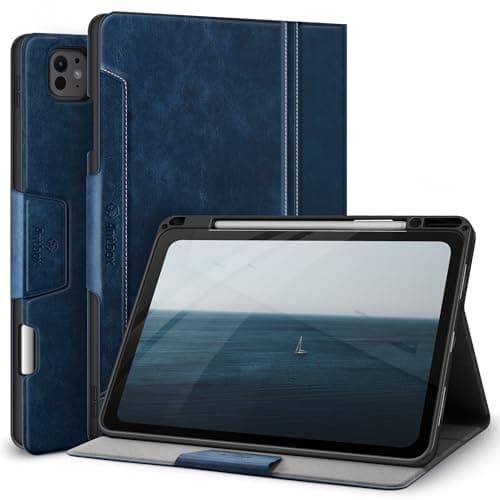 Antbox Case for iPad Pro 13 Inch Case M5/M4 (2025/2024) with Pen Holder, Pencil Holder, Auto Sleep/Wake Function, PU Leather Case, Protective Case (Blue)