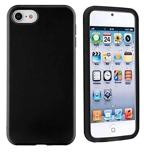 Compatible iPod Touch 5/6/7 Case, Glossy Black TPU Soft Slim Cover Skin