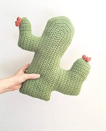 Crochet Cactus Decorative Throw Pillow