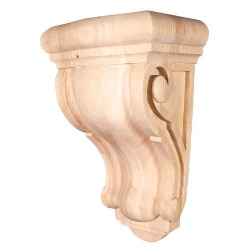 One pair Wide Profile Rounded Traditional Corbels 8-1/8 X 6 1/4 x 14 by Wood Corbels