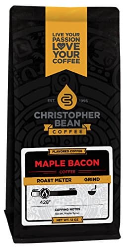 Christopher Bean Coffee Flavored Whole Bean Coffee, Maple Bacon, 12 Ounce