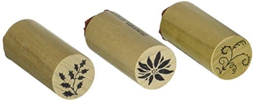 Rubber Stamp Tapestry Mounted Rubber Fabric Stamp Set 3/Pkg Poinsettia Flourish