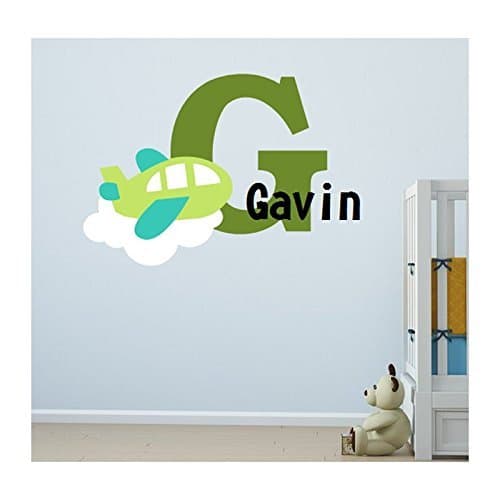 Airplane and Cloud Monogram - Premium Personalized Vinyl Wall Decal, Sticker - Expression Avenue