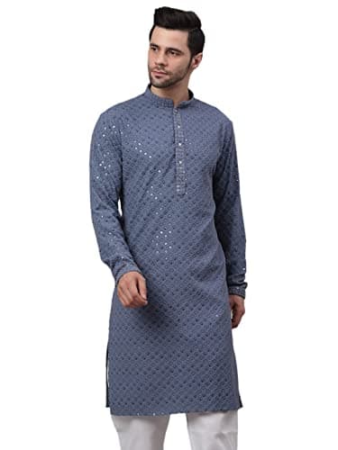 Jompers Men's Chikankari Embroidered and Sequence Kurtas