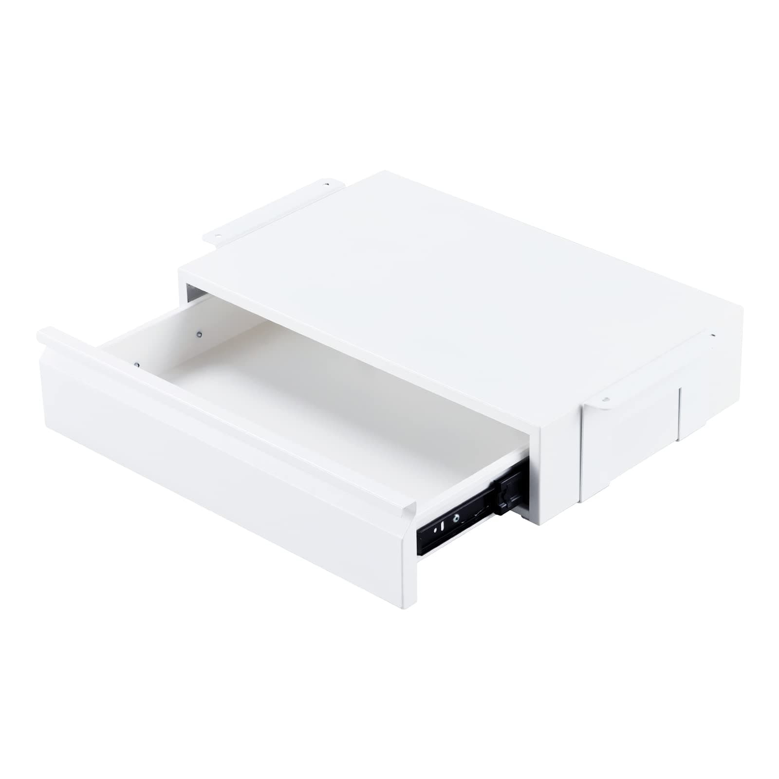 – OSteed Large Under Desk Drawer 45cm Metal White, Pull-out Shelf Organiser, Under Shelf Drawer with Large Slide Extension, Desk Extender Mount Under Flat Wooden Table or Workbench, Normal_Version