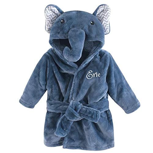 Personalized Baby Bathrobe -Custom Monogram/Name Embroidered Gift/Present /Infant/Baby Shower or Birth Baby Robe & Bathrobe (Blue Elephant)