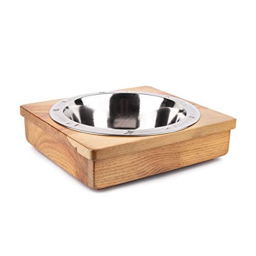 OFTO Elevated Single Bowl Universal for Dogs Cats, one Stainless-Steel Bowl, Solid Wood, one Size, Water Dish, Feeding Station. No Assembly Required. Handcrafted in The USA
