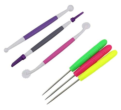 Flunyina 6-Piece Cookie Cake Decorating Tool Set Scriber Needle Modelling Tools, Fondant Modeling Tools for Royal Icing Sugar Cookies Chocolate Cake Decoration