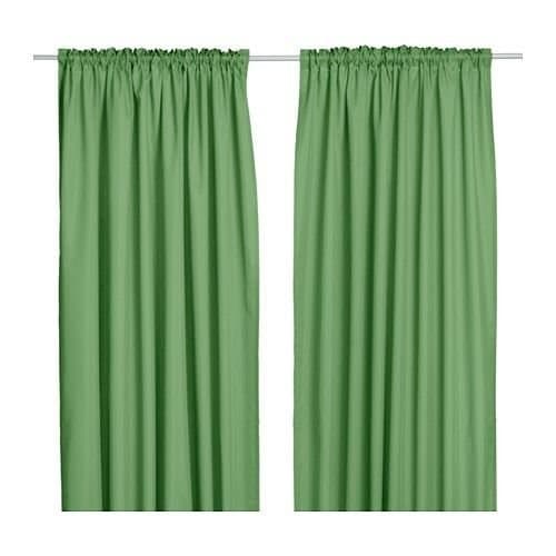 Ikea Curtains Thin Green Vivan 2 Panels 57 X 98"