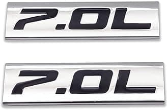 2X Chrome Metal 7.0L Logo Car Emblem Premium 3D 7.0 V8 Badge Auto Door Fender Sticker Side Wing Decal (7.0L,Silver&Black)