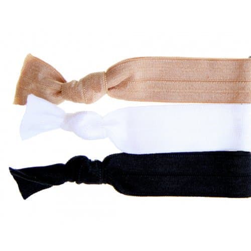 Twistband Solid Angela Hair Tie Set, Tan/ White/ Black - Pack of 3