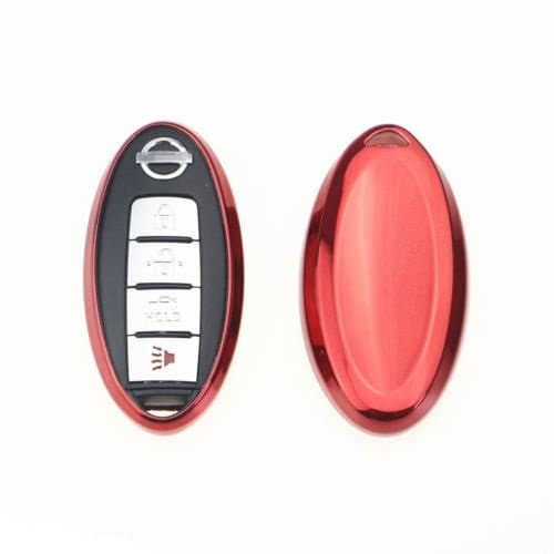 Remote Key Fob case cover holder bag key chains for Infinity Nissan key chain fit versa Aentra Altima Maxima leaf 370z gt-r Juke Rogue Murano Pathfinder Armada Quest Frontier Titan (Red)