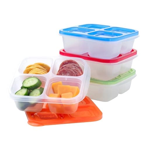 EasyLunchboxes ELB4-snack Box Food Containers 4-Compartment, Set of 4, Plastic, Classic