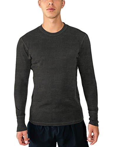 Woolx Men's Explorer Midweight Merino Wool Base Layer Crew Neck Top For Warmth, Charcoal Heather, XX-Large