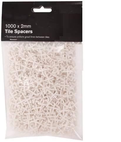 1000x Floor/Wall Grout Tile Spacers - Plastic Cross - White - 2mm