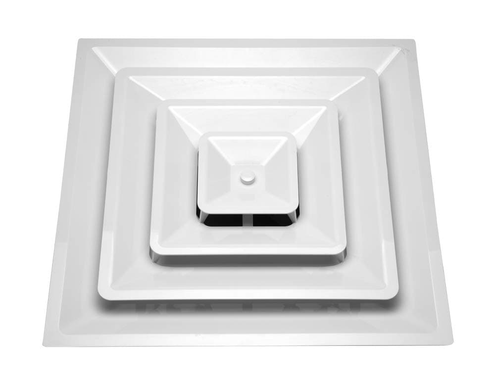 2'x2' Lay-In 3 Cone Supply with 10" Pre-Molded Boot, ABS Plastic Supply Grille, Ceiling Diffuser for Air Vent, Ideal for Heating, Cooling, and Ventilation, Home Improvement, White