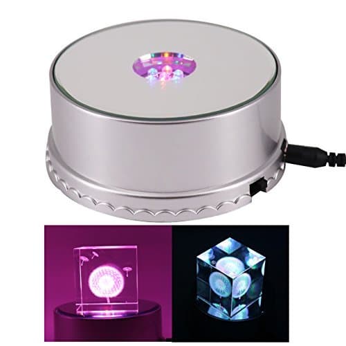 Finaze Crystal Display Stand Base with 7 LED Lighted-4inch
