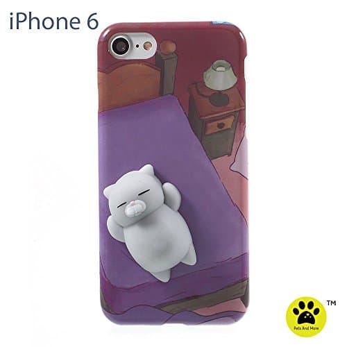 Squishy Cat iPhone 6s / 6 Case, 3D Cute Soft Silicone Poke Squishy Cat Phone Back Cover for iPhone 6S / iPhone 6 (Lazy Bear)
