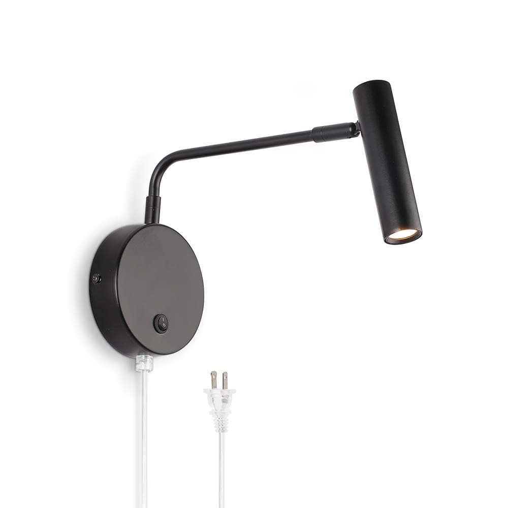 JoossnwellWall Light with on Off Switch and Power Plug Black
