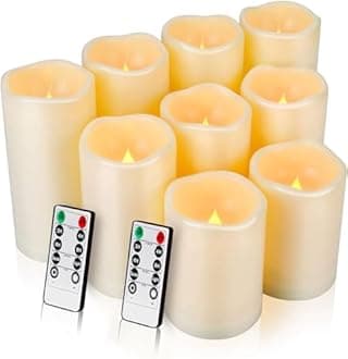 9pcs Flameless Flicking LED Candles with Remote, Battery Operated Candles, Electric Candle for Dining Tables and Fireplaces