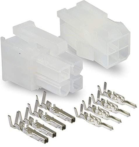 Molex Connector Lot, 5 Matched Sets, (4-Circuits) w/18-24 AWG, Pin Size: Standard .0165" 4.2mm, Mini-Fit Jr