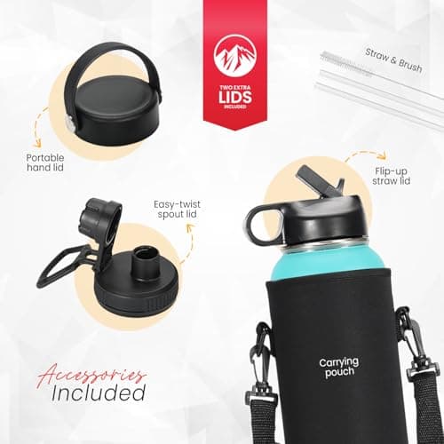 ZeroSpace Stainless Steel Water Bottle, 1200ml Insulated Water Bottle with Straw & Brush, BPA-Free Double Wall Vacuum Thermos Flask for Hot & Cold Drinks, Gym, Travel, Office & Kids (Green/Pink)