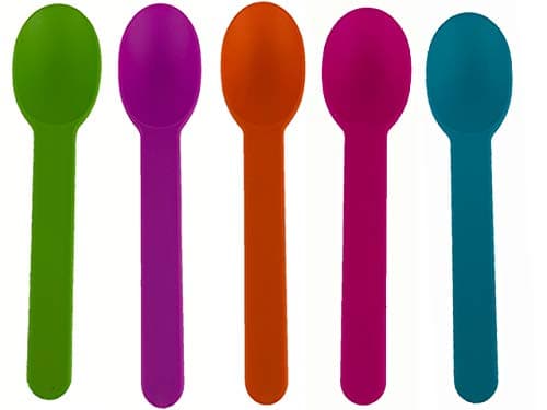 Worlds 50Pack Disposable Plastic Dessert Spoons – 5.9" Mixed Spoons for Ice Cream, Frozen Yogurt, Cereal, and Party Use