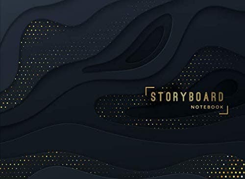 Storyboard Notebook: 8.25 x 6 in, 6 Panel 16:9, Black and Gold Theme