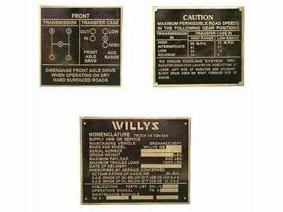 Silver Data Plate of Old Model Willys Jeep Compatible for Willy Jeep | Willys Jeep Spare Parts | Willys Jeep Accessories