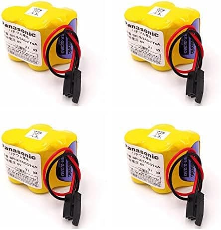 (4-Pack) BR-2/3AGCT4A 6V 4400mAh Replacement Battery for Panasonic FANUC A98L-0031-002 (Black Connector)