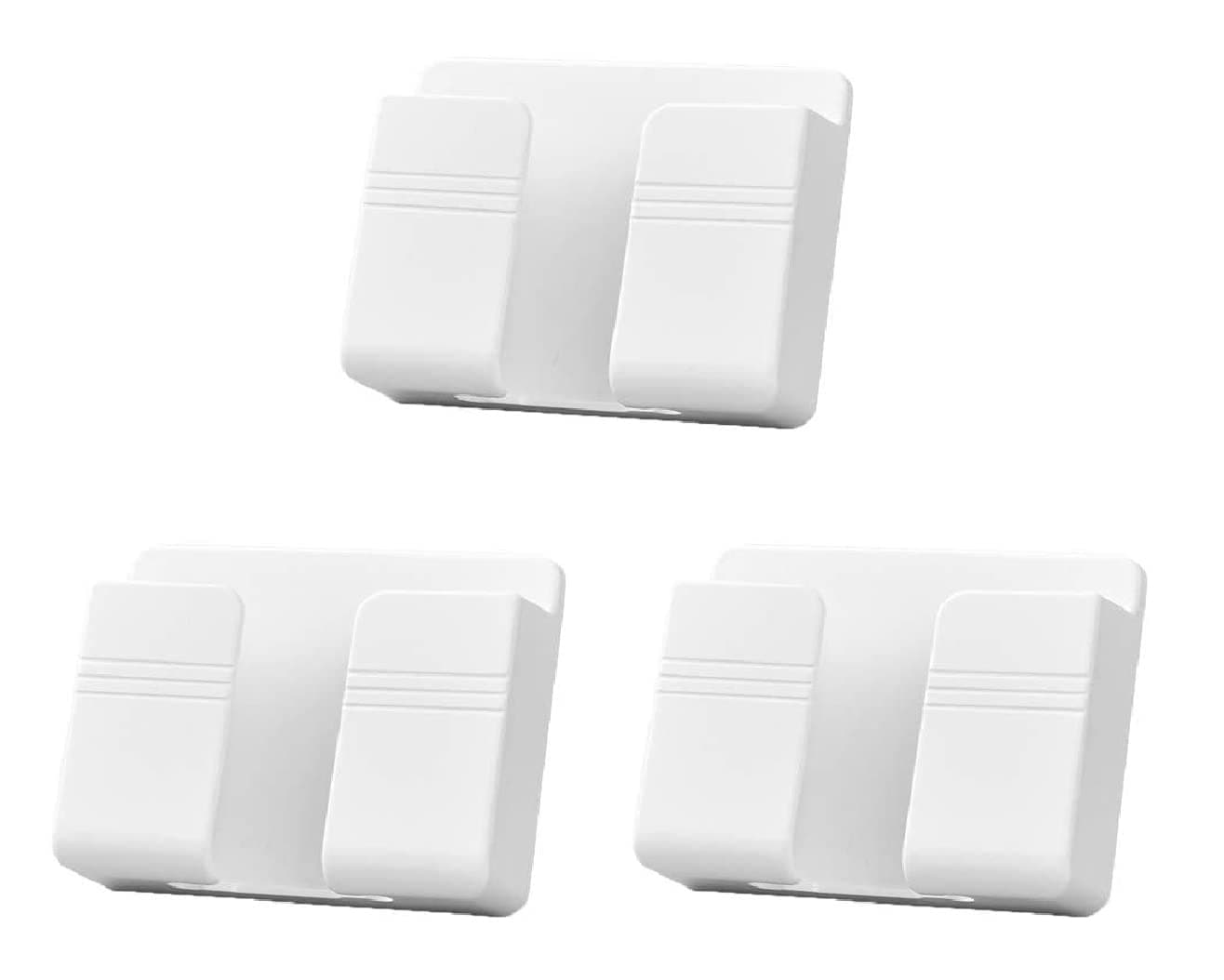 Sprinters - 3 PCS Wall Mount Phone Holder and Remote Holder Wall with 3M Adhesive, Phone Charger Stand, Damage-Free Charging Dock, Remote Control Storage Box for Bedroom, Kitchen, Office