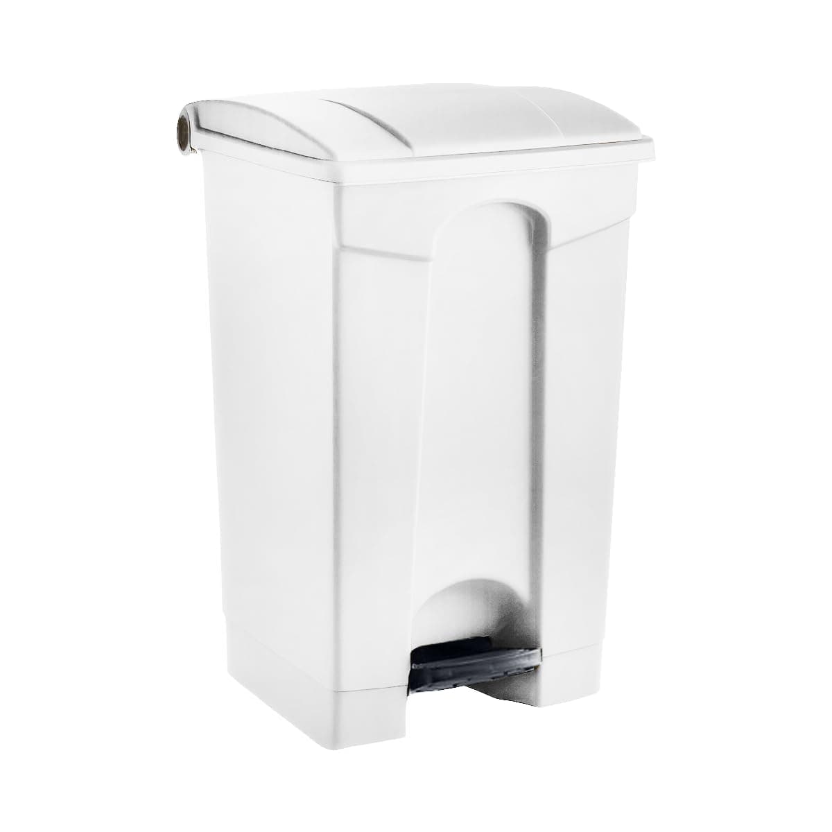 Plastic Garbage Bin with Foot Pedal, Hands-Free Garbage Can, White, 23 Gallon Rectangular Step-On Commercial Trash Can for Restaurant/Office/Kitchen