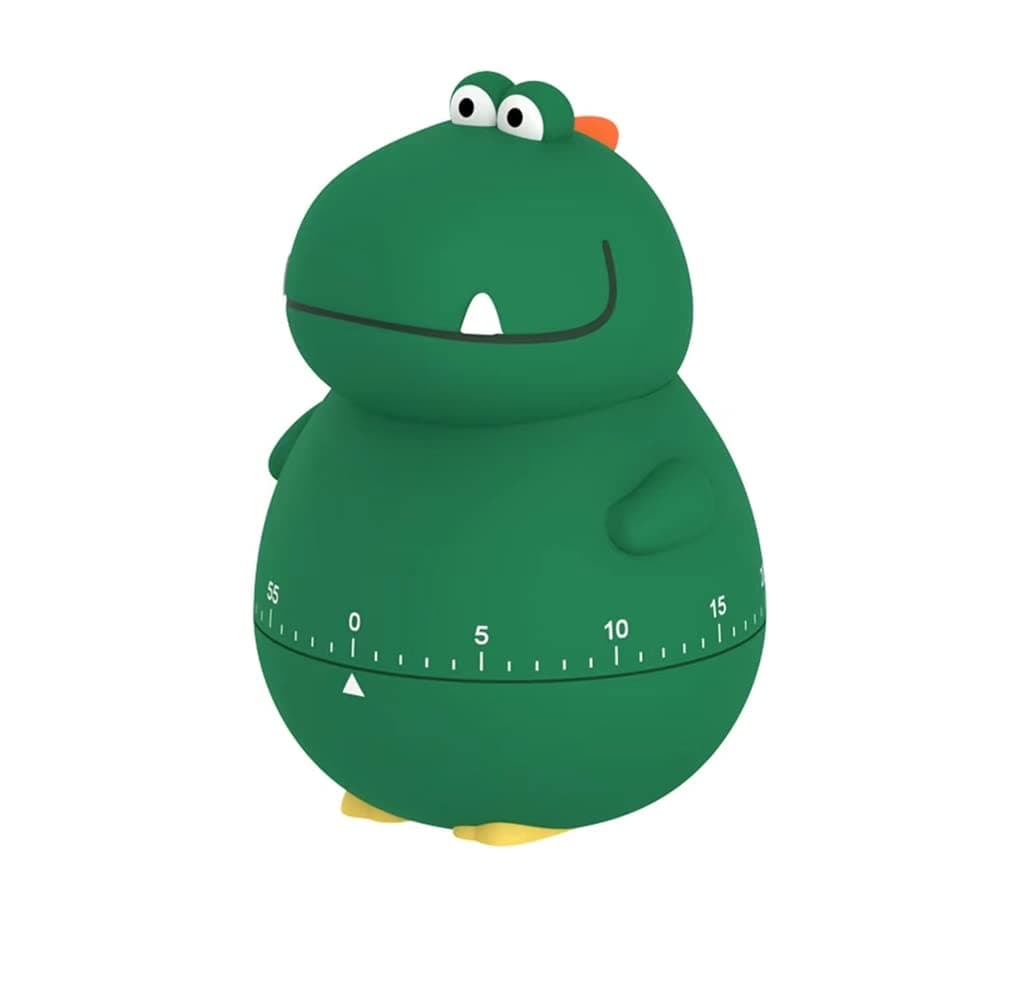 Cute Dinosaur 100% Mechanical Egg Kitchen Timer for Kids Cooking/Reading/Classroom/Do Sports(Dinosaur, Green)