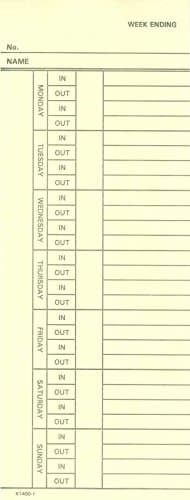 400 Time Cards, Bi-Weekly, 2-Sided, 3-3/8 inch x 9 inch, for Amano, Acroprint, Compumatic, Icon, Lathem, Simplex, and others