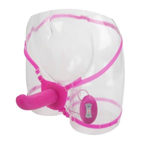 Vibrating 7Function Silicone Love Rider Dual Action Strap On - Pink