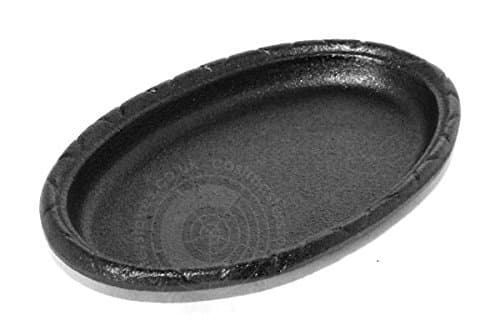 Cast Iron Oval Sizzling Sizzler Pan Serving Dish Plate Baking Tray - 16 x 10.5cm
