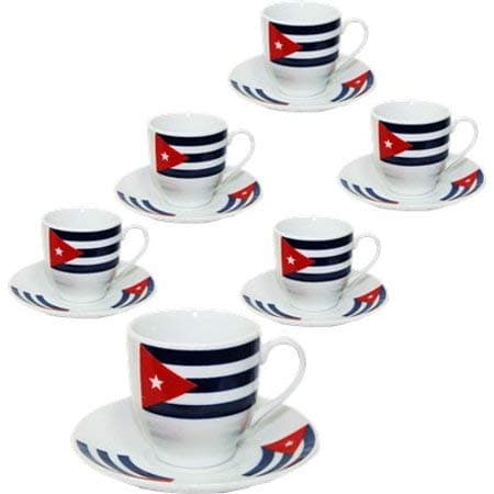 Cuban Flag Demitasse Set. 12 Ceramic Pieces
