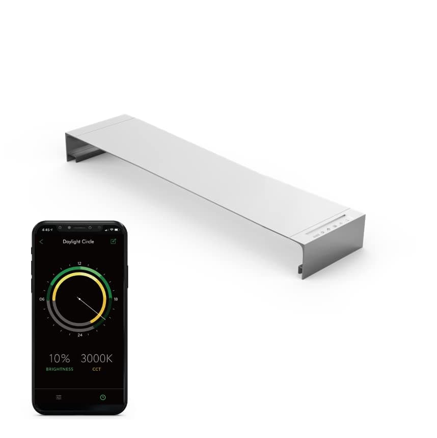 ONF Flat One+ 36 Inch 24/7 Cycle Aquarium Light, Yellow White Full Spectrum Colorfull LED Light, Fish Tank Light Brightness Dimmable & Color Temperature APP Controlled, Sunrise & Sunset, Hood Style