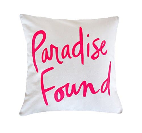 Paradise Found Pillow, White and Hot Pink