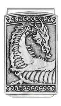 'Gothic Celtic Dragon' Pewter Panel Silver Tone Money Clip