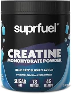 Food FactorSuprfuel Creatine Monohydrate Powder | Sugar Free, Vegan, Non GMO, 4g Creatine - 78 Servings (390g, Blue Razz Slush)