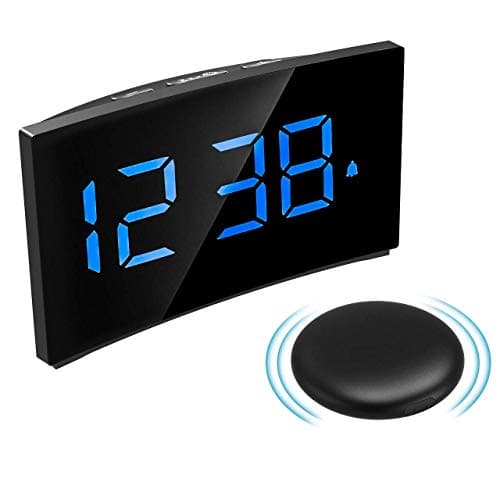 Digital Alarm Clock with Wireless Bed Shaker, PICTEK Vibrating Alarm Clock, Bomb Alarm Clock for Heavy Sleepers, 3 Alarm Sounds, 5'' LED Display, 5 Dimmer, Snooze Function, Easy Setting for Kid Senior