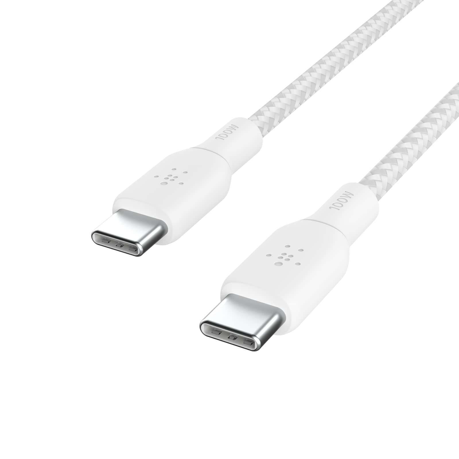 Belkin USB Type C to C Cable, 100W Power Delivery USB-IF Certified 2.0 USB C Charger Cable with Double Braided Nylon Exterior for iPhone 16, 15, iPad, MacBook, Galaxy, Pixel and More -2 m, white