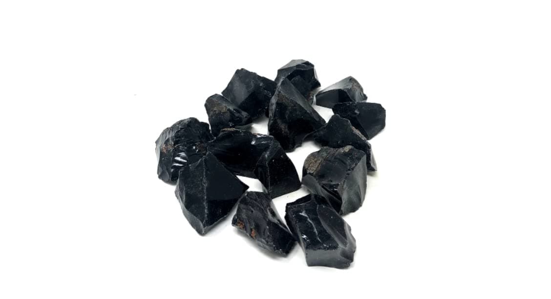 white sage Natural Black Obsidian Rough Stone