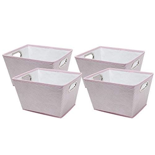 Delta Children 4 Piece Rectangle Storage Bins, Pink Dot