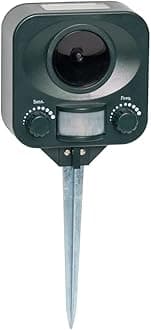 Pestbye® Waterproof Cat Repellent - Solar Powered - Quick Fix Ultrasonic Repeller Cat Scarer with Ground Stake