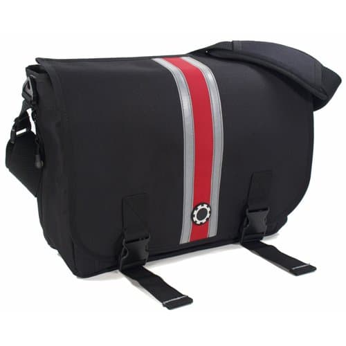 Messenger Diaper Bag Center Stripe, Chilli Pepper Red